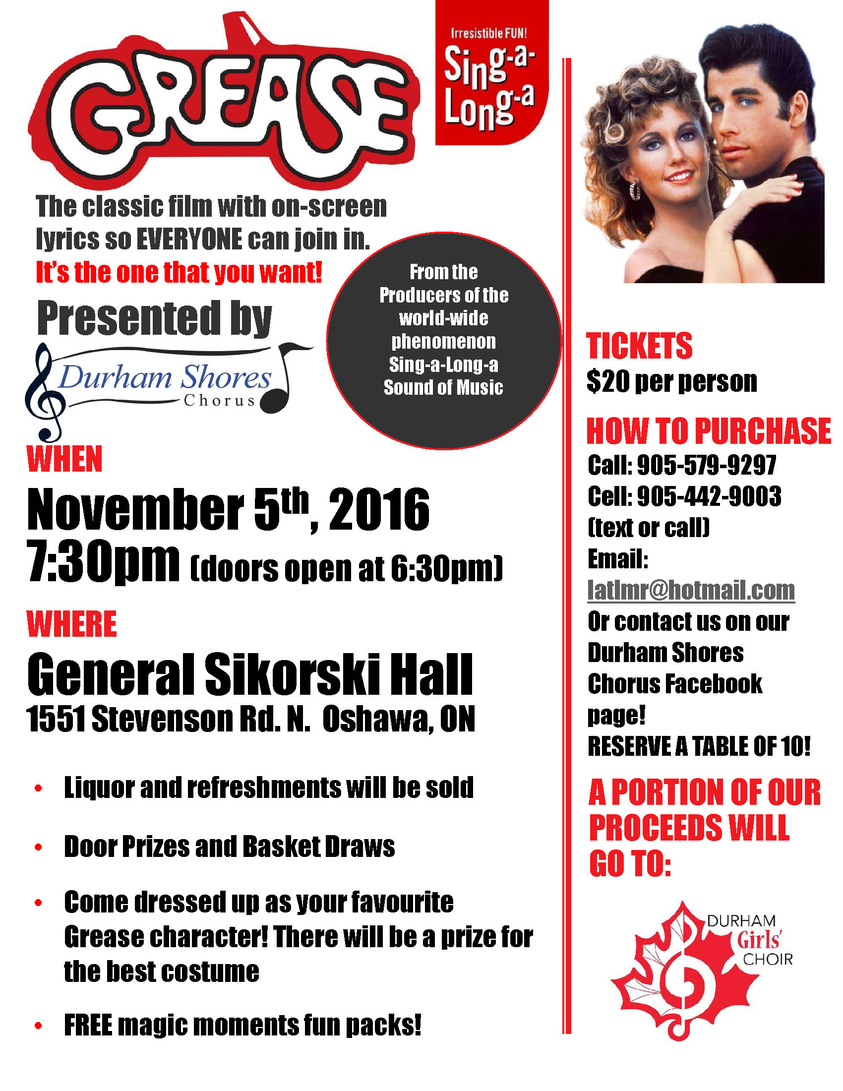 Grease sing along on November 5